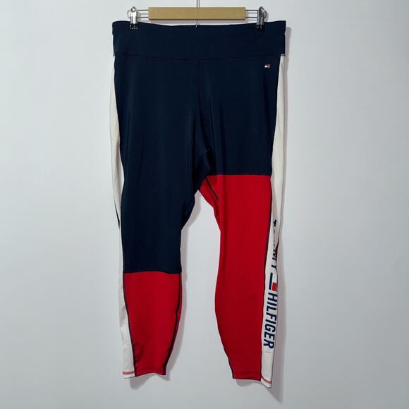 Tommy Hilfiger Sport Women’s Colorblock Leggings - Size XL (Red, White, Navy) - Picture 1 of 7